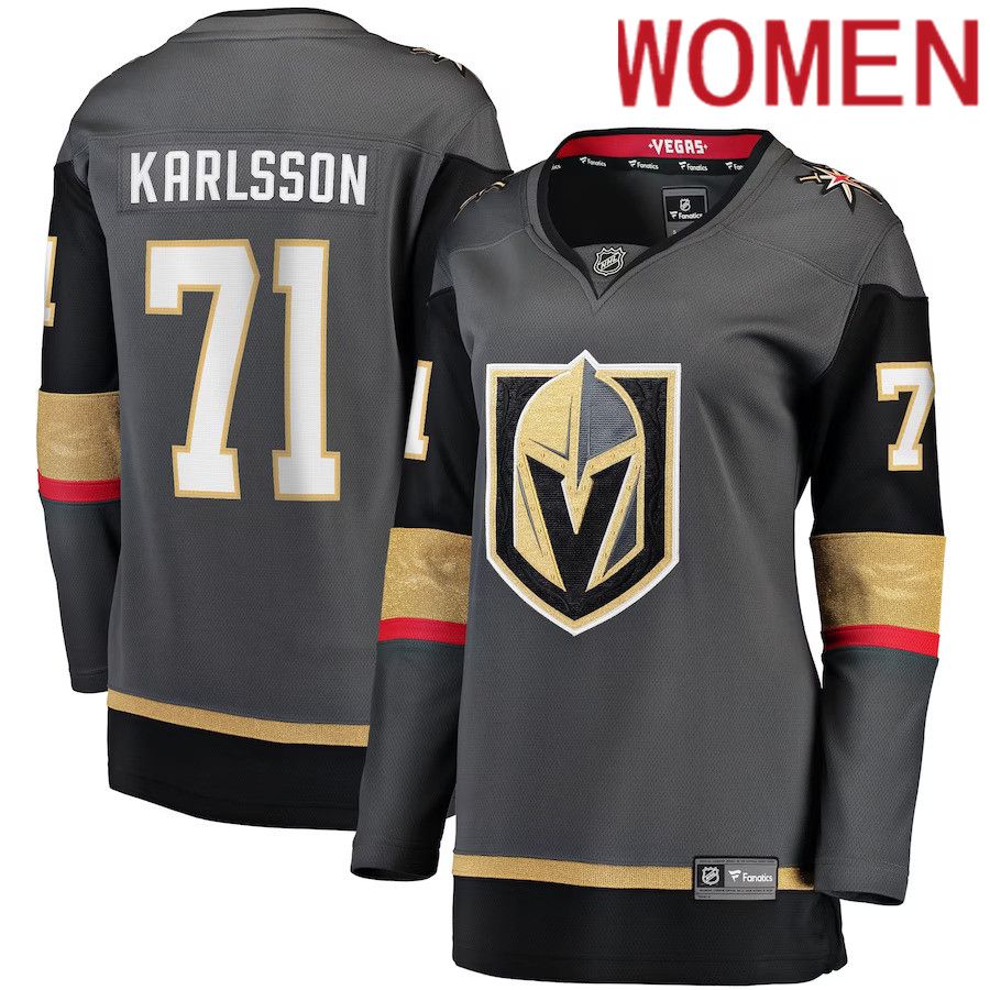 Women Vegas Golden Knights #71 William Karlsson Fanatics Branded Gray Alternate Premier Breakaway Player NHL Jersey